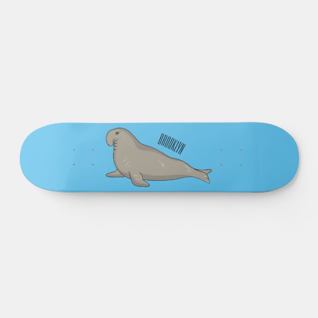 Skateboard Illustration de dessin de phoque éléphant (Horz)