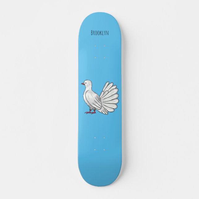 Skateboard Illustration de dessin d'oiseau pigeon sauvage (Devant)