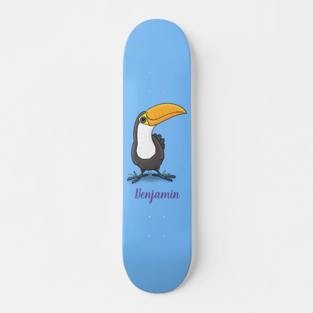 Skateboard Illustration de dessin humoristique du toucan joye (Devant)