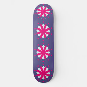 Skateboard Illustration de formes florales violettes et roses