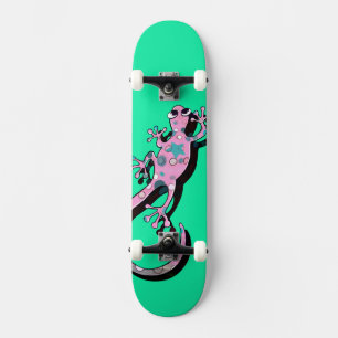 Skateboard Illustration de Gecko Coloré Lézard Minimaliste