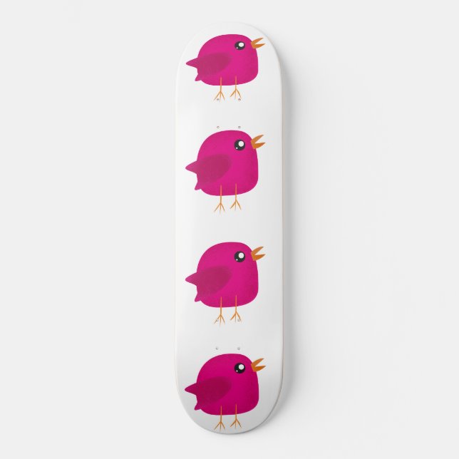 Skateboard Illustration de joli oiseau rose (Recto)