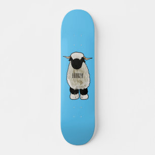 Skateboard Illustration de la caricature de mouton Valais Bla