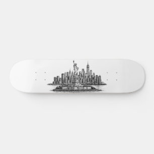 Skateboard Illustration de la ligne d'horizon de la ville de