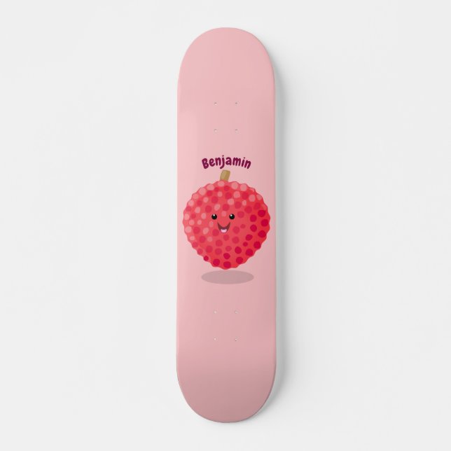 Skateboard Illustration de litchee rose mignon (Devant)