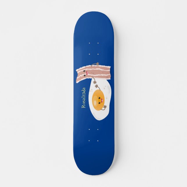 Skateboard Illustration de l'oeuf de Cute kawaii et du bacon (Devant)