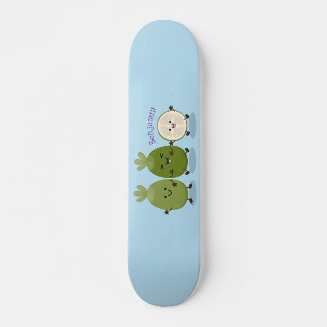 Skateboard Illustration de mignonne guava feijoa (Devant)