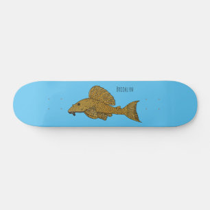 Skateboard Illustration de poisson Pleco 