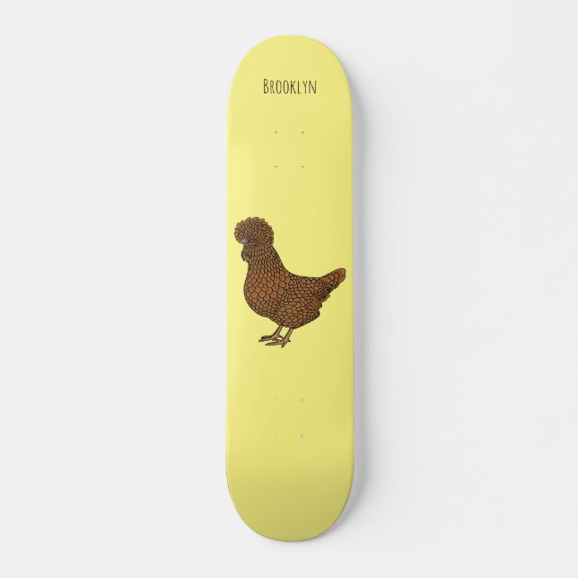 Skateboard Illustration de poulet à la polis chamois (Devant)
