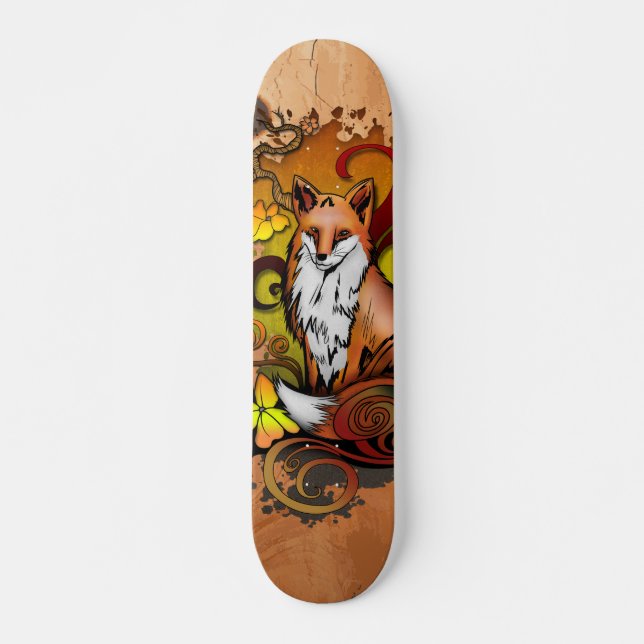 Skateboard Illustration de renard d'automne sur bois de frêne (Devant)