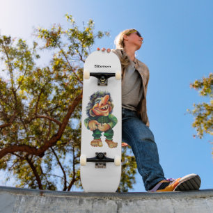 Skateboard Illustration de troll drôle scandinave aquarelle