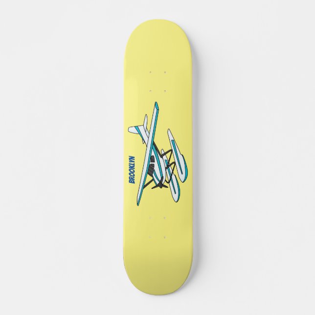 Skateboard Illustration d'hydravion bleu blanc (Devant)