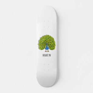 Skateboard Illustration d'oiseau de paon brillant