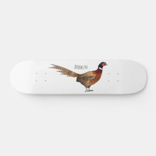 Skateboard Illustration d'oiseau faisan à cou circulaire