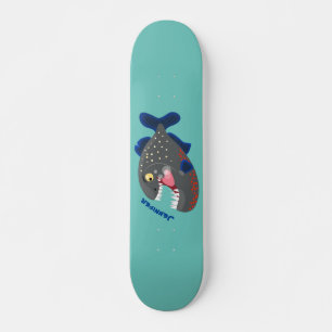 Skateboard Illustration drôle de piranha affamée