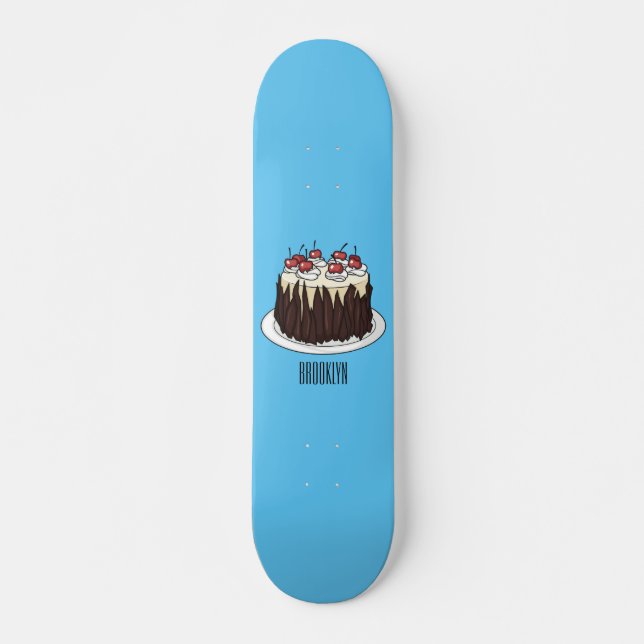 Skateboard Illustration du gâteau de la Forêt-Noire (Devant)