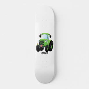 Skateboard Illustration du joli joyeux tracteur agricole vert
