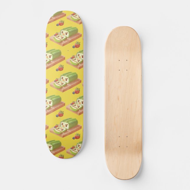 Skateboard Illustration du rouleau de gâteau Matcha (Recto)