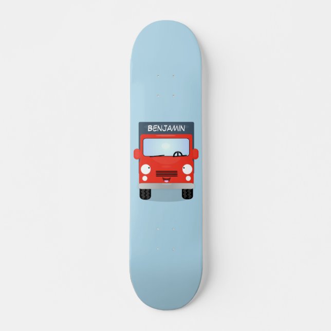 Skateboard Illustration d'un camion kawaii rouge mou (Devant)