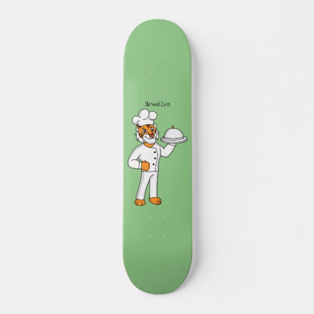 Skateboard Illustration d'un chef tigre drôle et mignon  (Devant)