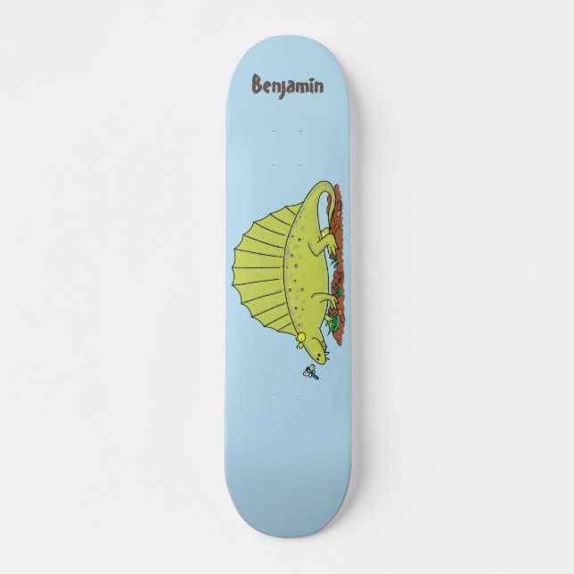 Skateboard Illustration d'un dimétrodon vert mignon (Devant)