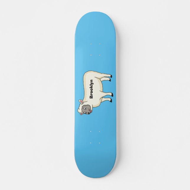Skateboard Illustration d'un mouton joyeux (Devant)
