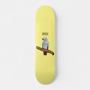 Skateboard Illustration d'un perroquet gris en Afrique