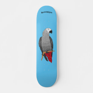 Skateboard Illustration d'un perroquet gris en Afrique