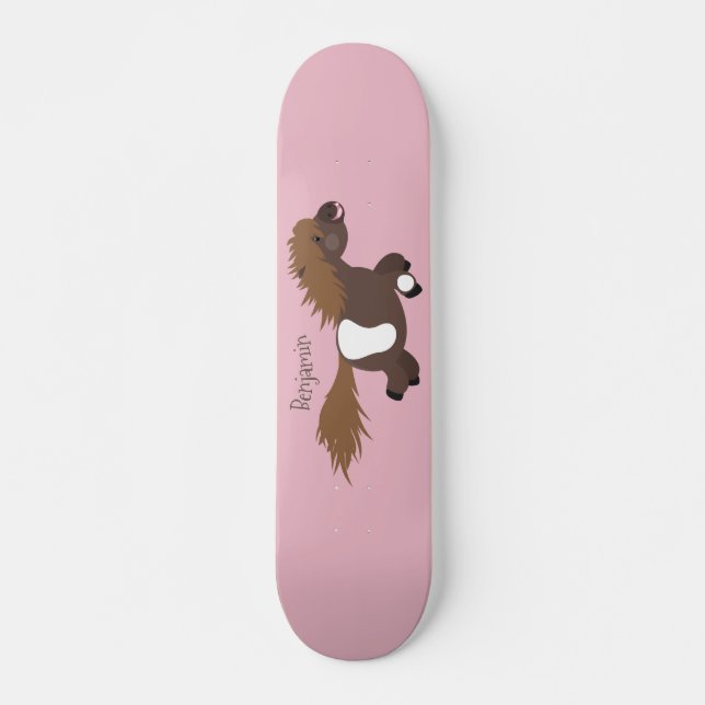Skateboard Illustration d'un poney de Shetland mignon (Devant)