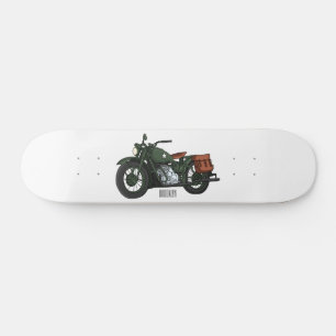 Skateboard Illustration d'une moto de croiseur militaire