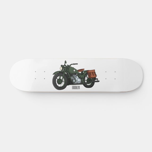 Skateboard Illustration d'une moto de croiseur militaire (Horz)