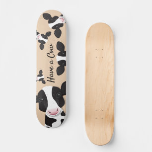 Skateboard Illustration d'une vache tan d'animal blanc noir
