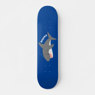 Skateboard Illustration joyeuse du grand requin blanc