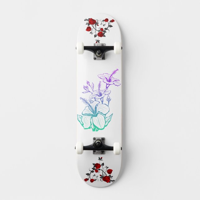 Skateboard Image de fleurs d'Imaginaire adorables (Recto)