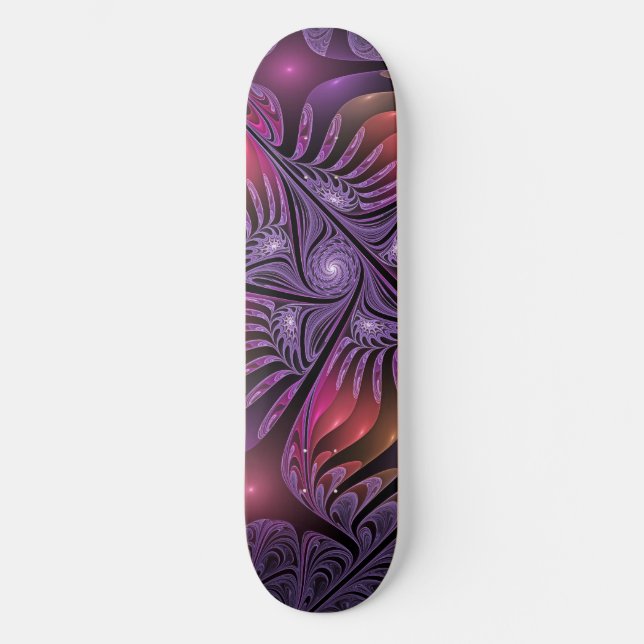 Skateboard Imaginaire coloré Abstrait Trippy Violet Fractal (Recto)