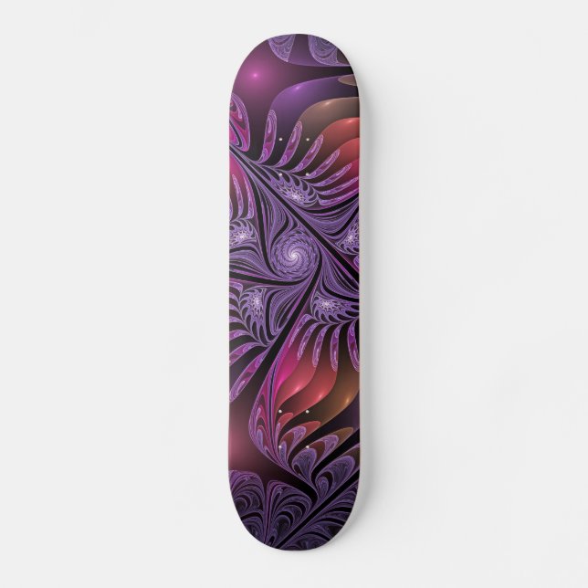 Skateboard Imaginaire coloré Abstrait Trippy Violet Fractal (Recto)