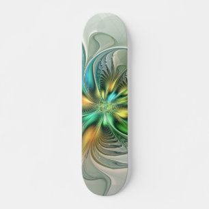Skateboard Imaginaire coloré Moderne Fleur Abstraite Fractale