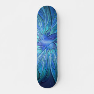 Skateboard Imaginaire Fleur Bleue Motif, Art Fractal Abstrait