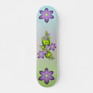 Skateboard Imaginaire Floral Fleurs Lilac Formes vertes Fract