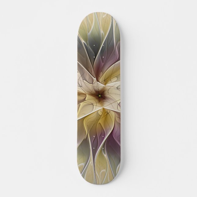 Skateboard Imaginaire Floral Gold Eggplant Art Fractal Abstra (Devant)