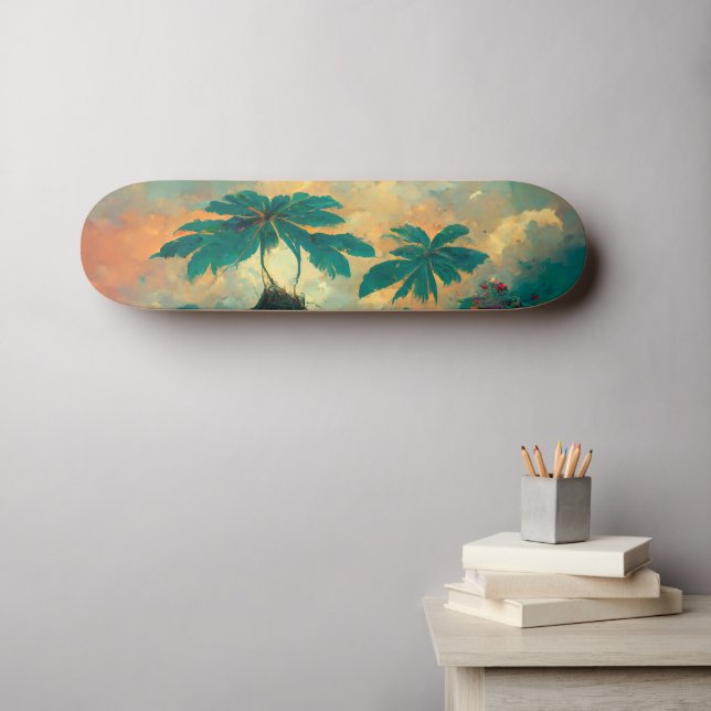 Skateboard Imaginaire tropical Mer & Palmiers (Art mural (Horz))