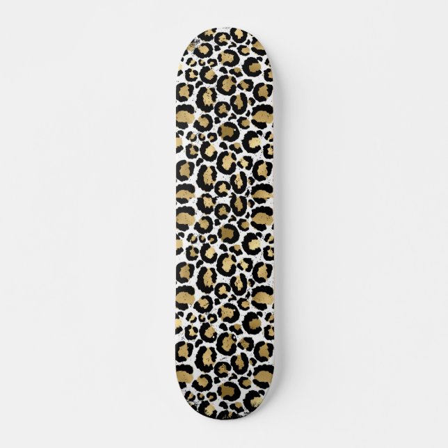 Skateboard Impression animale or et noir (Devant)