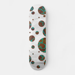Skateboard Impression de girafe marron et sarcelle