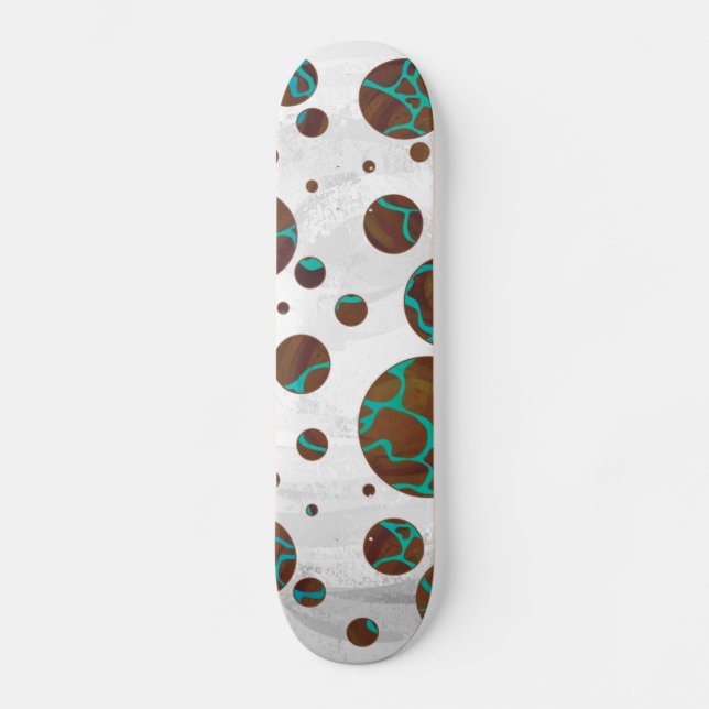Skateboard Impression de girafe marron et sarcelle (Recto)