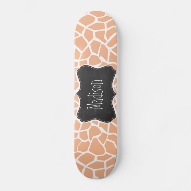Skateboard Impression de la girafe couleur d'abricot ; tablea (Recto)