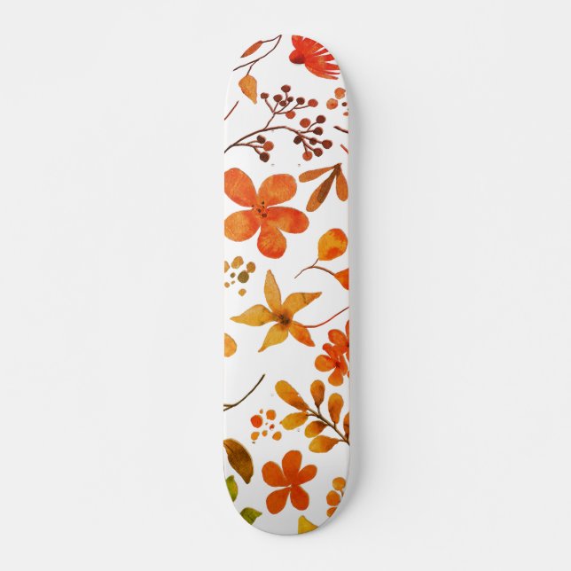 Skateboard Impression florale aquarelle (Devant)