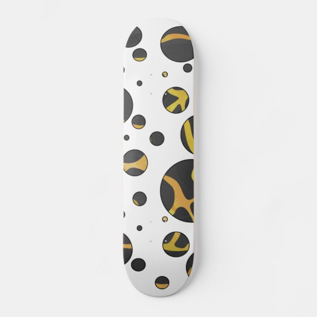 Skateboard Impression Giraffe noir et jaune (Recto)