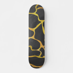 Skateboard Impression Giraffe noir et jaune