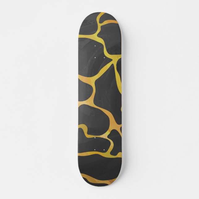 Skateboard Impression Giraffe noir et jaune (Devant)