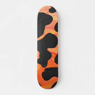 Skateboard Impression noire et orange de vache